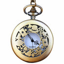 Fashion large bronze thin chain hollow woman hat poker pocket watch D1L3