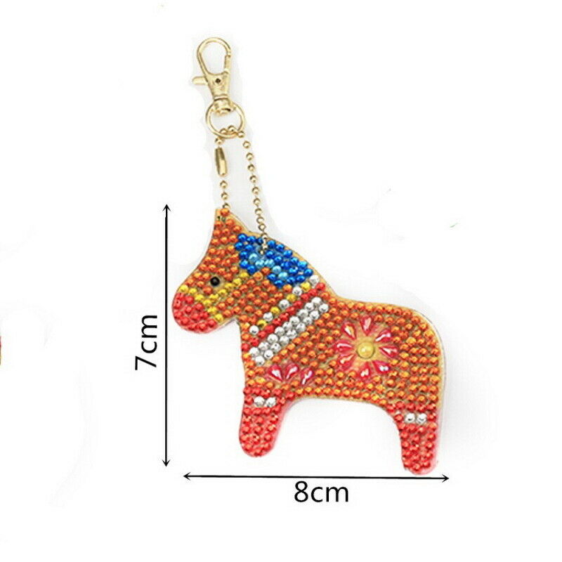 5X Crystal Rhinestone Horse Pendant Car Keyring Bag Keychain Key Ring Chain Gift