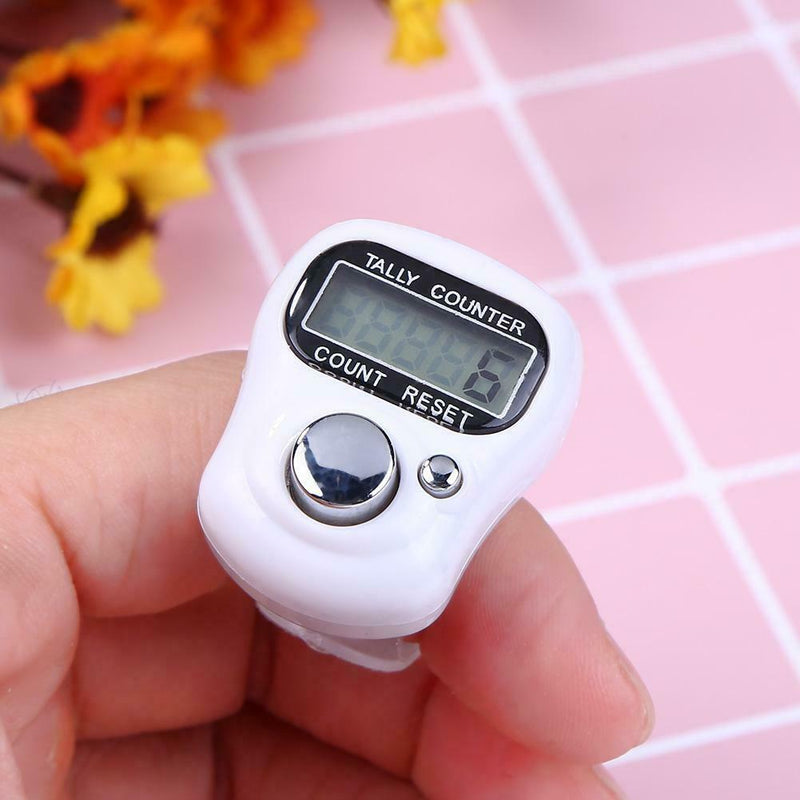 Stitch Marker Row Finger Ring Counter LCD Electronic Tally Counter (White)