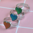 Mood ring band color changing by temperature ajustable heart Hn