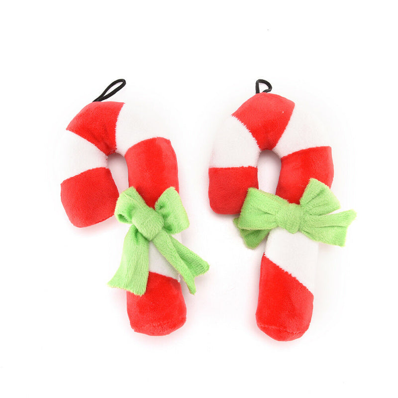Christmas Cat Dog Pet Plush Toys Xmas Candy Color Squeaker Squeaky Crutch Sha ï¼W