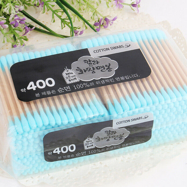 400PCS Double Head Cotton Buds Swab Tip Sticks Wooden Q-tips Applicato  MGJ