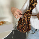 Lady Leopard Casual Shoulder Handbags Retro Women Pleated Dumpling Crossbody Bag