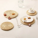 4 Pcs Natural Weave Placemats Round Braided Rattan Tablemats For Coasters,