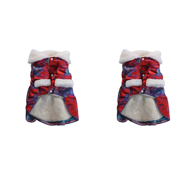 2PCS Female Pet Dog  Princess Dress Clothes Costume Skirt Apparel Red_M/L