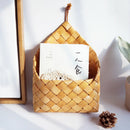 Wicker brown wood wall hanging pocket basket flat back door country decorB BX