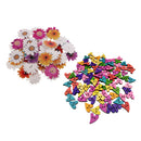 150Pcs Colorful Wooden Sewing Heart & Daisy Flower Buttons 2 Holes Art Craft