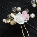Rose Flower HairpinsWedding Crystal HeaddressWedding Crystals Pearls HeadpieceBX