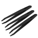 3 Pcs Anti Static Flat Tip Black Plastic Tweezers Nipper S4T2