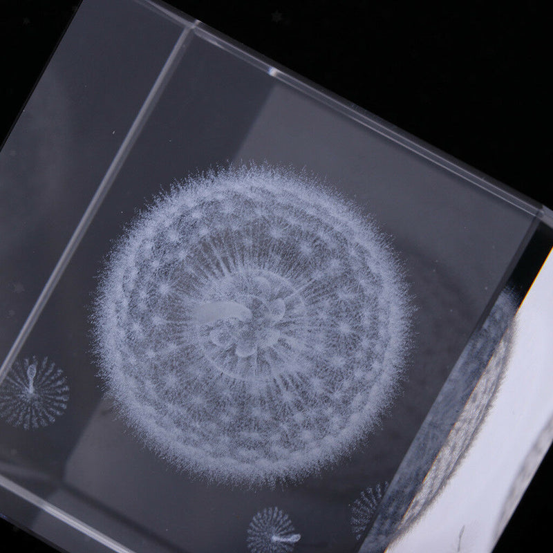 Dandelion Crystal Cube Paperweight Fengshui Crystal Home Decoration Props