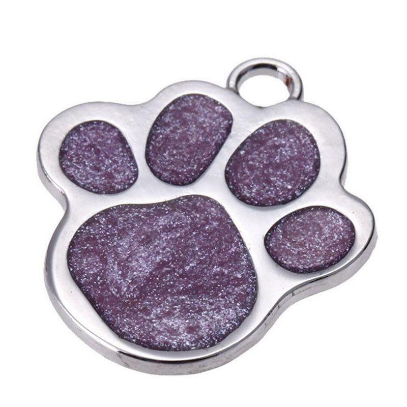 Stainless Steel Glitter Custom Pet Dog Tag Engraved Feet Card(Purple)