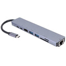 8 in 1 TYPE-C HUB Gigabit LAN Docking Station USB C Adapter for Notebook A