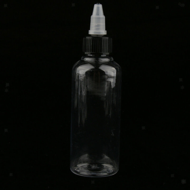 10x 100ml Plastic Bottle With Twist Top Cap - Solvents/Oils/Paint/Ink/Liquid