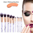 10pcs Marble Makeup Cosmetic Powder Foundation Eyeshadow Lip Brushes Set