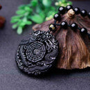 Black Obsidian Carving Wolf Yin Yang Dragon Phoenix Favor Necklace New Pend I9S2