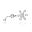 Snowflake Rhinestone Diamante Dangle Navel Belly Button Ring Jewelry Cute A