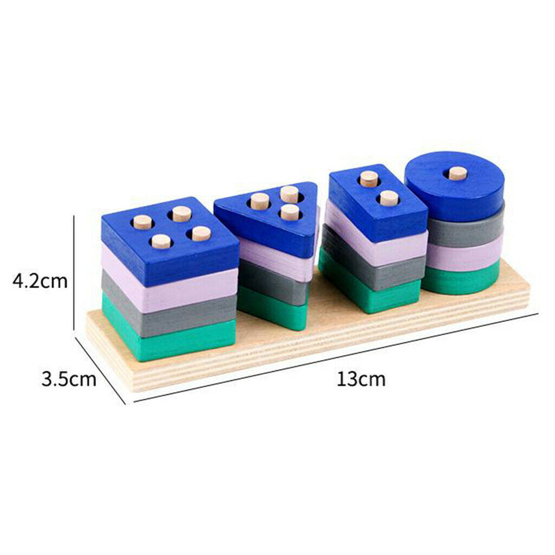 16pcs/Set Wooden Toys, Stacker Stacking Sorting Block Shapes Games Geometric