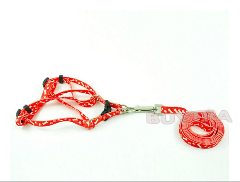 Pet Small Dog Puppy Cat Rabbit Kitten Nylon Harness Collar Leash Lead 3C