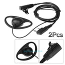2Pcs D-Shape 2 Pin Earpiece Headset MIC PTT for Baofeng Kenwood TYT Radios