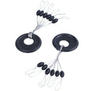 8 Pcs 6 in 1 Oval Shape Black Rubber Stopper Bead Fishing Bobber