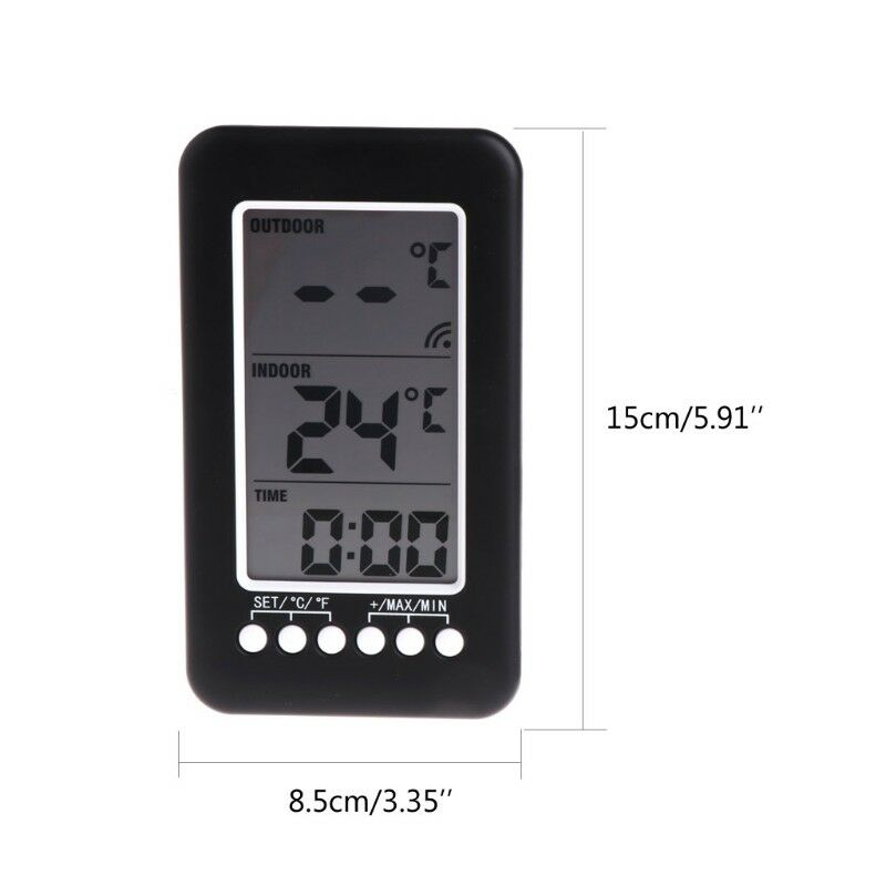 Wireless Thermometer Weather Station C / F Temperature Desk Clock + Transmitter