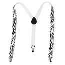 Unisex Zebra Pattern Clip-on Elastic Suspender Braces White Black