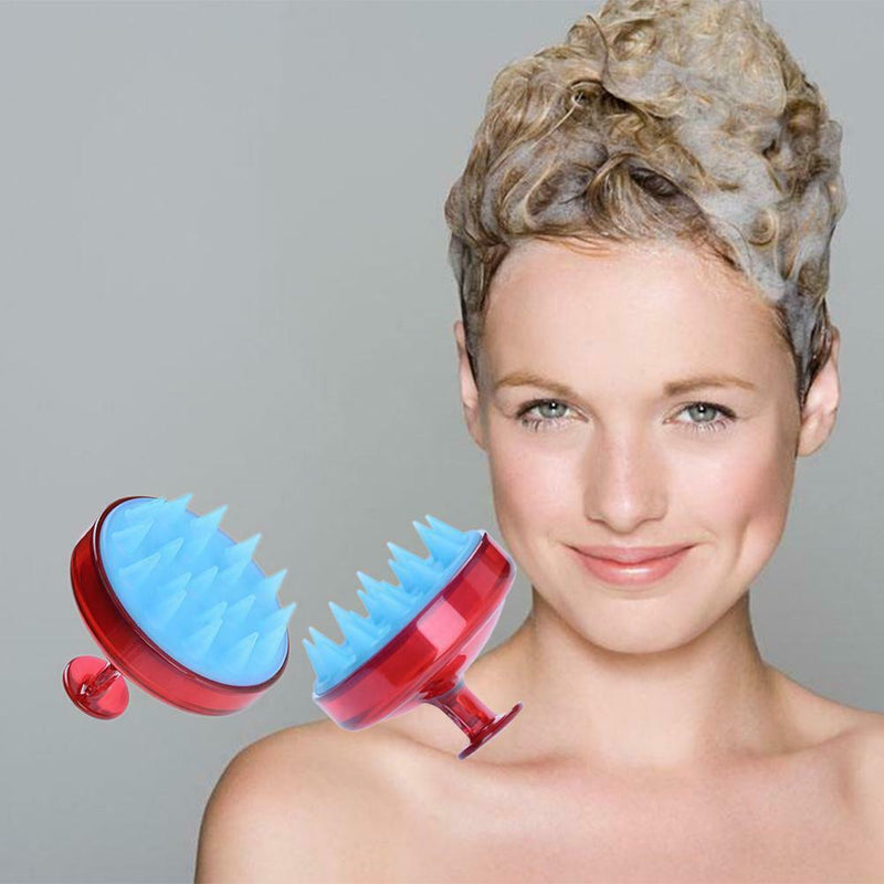 Silicone Head Shampoo Scalp Massage Brush Hair Scalp Washing Comb(Red)