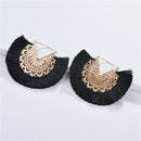 Fashion Flower Hollow Metal Fringed Tassel Statement Earrings For Women Boh T2J4