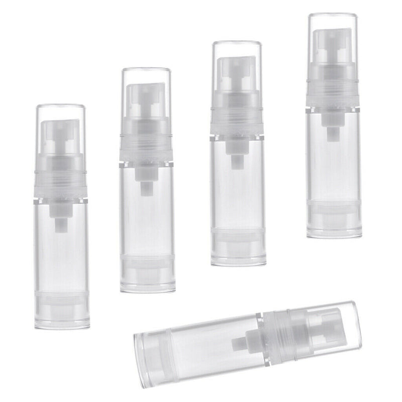 5PCS 5ml Clear Empty Refillable Airless Pump Toners Lotions Spray Bottles Fine