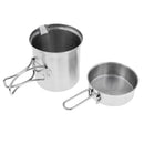 2pcs Stainless Steel Pots with Foldable Handle, Camping Cookware, Portable