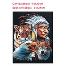 5D Tribal Leader Embroidery Diamond Painting Animal Cross Stitch Home Decor