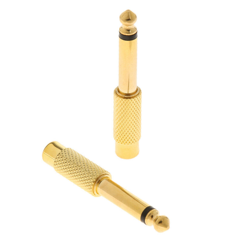 2Pcs 6.35mm 1/4" Mono Jack to RCA Plug Audio Adapter Converter Connector