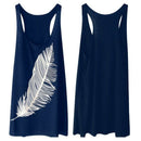 Summer Women'S Feather Print Fashion Ladies Long Vest Casual Plus Tank Top  N3R3