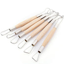 6PCS Wood Handle Wax Pottery Clay Modeling Sculpture Carving Tool DIYCraftSetâ„–[