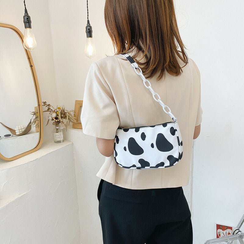 Cow Milk Printed Women Handbag Tote Female Casual Underarm Shoulder Bag (1)