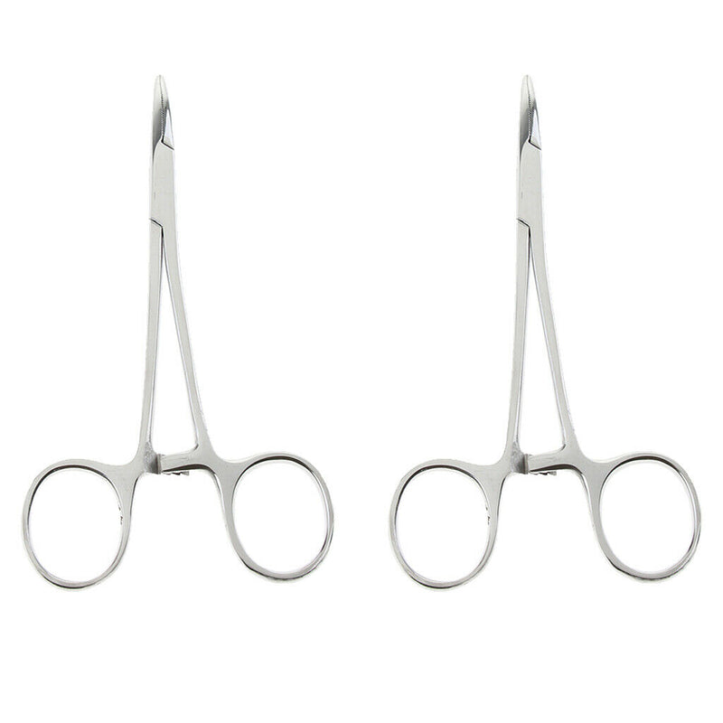 2 Pcs Dog Ear Cleaning Pliers Hair Clamp Tweezers Pet Forceps Curved Small