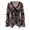 Sexy V-Neck Leopard Print Long Sleeve Women Daily Tops Blouse (Black M) A