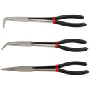 3X 11 inch EXTRA LONG NOSE PLIERS SET STRAIGHT & BENT TIP MECHANIC GRIP HAND  YE