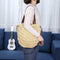 Straw Beach Woven Tote Bags Casual Women Shoulder Messenger Handbag (Beige)