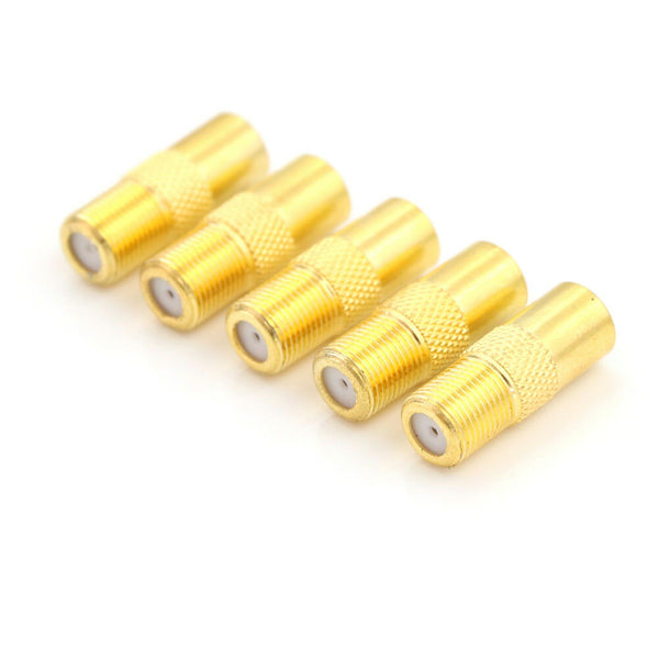 5 PCS Coaxial Coax RF Adapter Connectors TV PAL Male Plug to "F" Female LJ