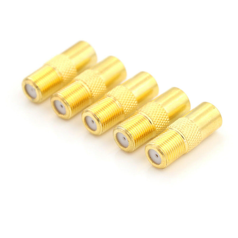 5 PCS Coaxial Coax RF Adapter Connectors TV PAL Male Plug to "F" Female LJ