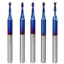 2X(10Pcs 3.175Mm Shank Blue Coated Spiral Flat End Mills Two Flute Cnc Mill