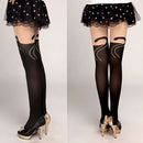 Women Sexy Cute Black Tattoo Long Socks Sheer Cartoon Cat Pantyhose Stockings FT