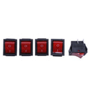 5 x Red Illuminated Light On/Off DPST Boat Rocker Switch 16A/250V 20A/125V