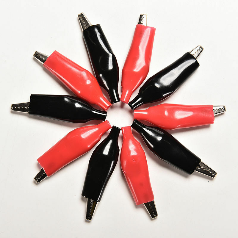 10X/5pairs 44mm Alligator Clip Clamp test Testing Probe Black+Red large size JR