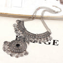 Bohemian Festival Jewelry Fashion Women Double Chain Coin Statement Necklace_3C