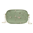 Lace Flower Shoulder Handbags Women Chain PU Leather Crossbody Bags (Green)