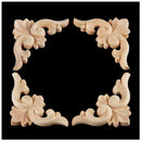 4pcs 6*6cm European Style Wood Carved Corner Onlay Applique Furniture Unpai L7P5