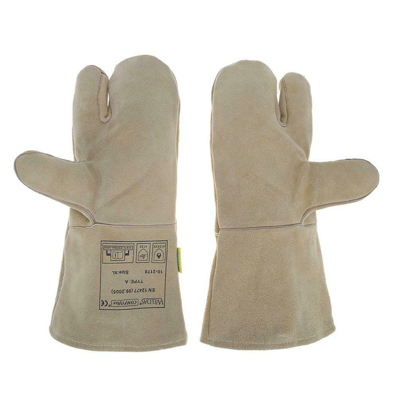 Welding Worker Cow Split Core Leather Gloves Heat Resistant Safety Gloves