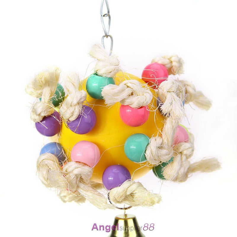 Bird Parrot Cage Hanging Swing Chew Toys Cockatiel Budgie Colorful Ball Perches